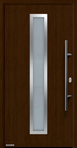 Входная дверь Hormann (Германия) Thermo65, Мотив 700A с декором поверхности под древесину, цвет ночной дуб